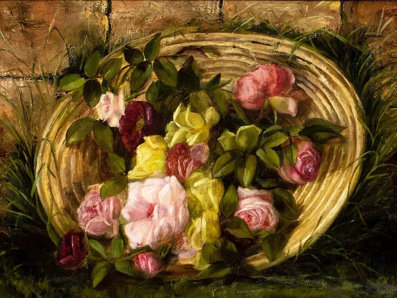 1861-Henry C. White - Natura morta con cesto di rose